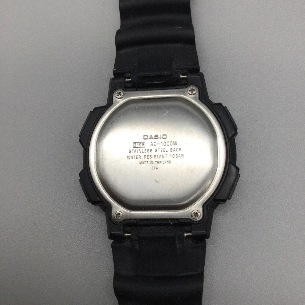 Casio 3198 AE1000W Mens Watch 44mm Black Gray WORLD TIME 5 Alarms Timer
